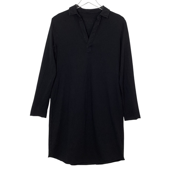 Frank & Eileen Nicole Henley Dress Size M Black Jersey Knit Cotton Vneckline - Picture 2 of 10